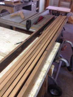 Crafting a Hollow Wood Surfboard from Old-Growth Redwood - Photo 5 of 26 - Once clean, planks were re-sawn on a table saw to get about 2 inch wide strips, then re-sawn again so that they were about a quarter inch thick.