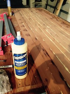 Crafting a Hollow Wood Surfboard from Old-Growth Redwood - Photo 6 of 26 - Titebond II to laminate the thin strips together for the top (deck) and bottom layers of the board.