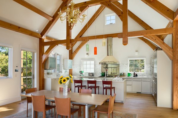 Mortise and tenon, hand-carved timbers. #lookup Photo 14 of Contemporary Timber Frame Home Overlooking Twin Waterfalls modern home
