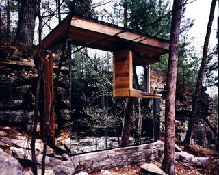 Escape to One of These 10 Otherworldly Outdoor Saunas - Photo 3 of 10 - The Cadyville Sauna was the primary source of inspiration for the firm's research on the history and theory of architecture and camouflage. 