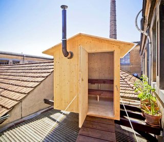 Escape to One of These 10 Otherworldly Outdoor Saunas - Photo 9 of 10 - The stand-alone structure is made entirely from treated pine, while its corrugated polycarbonate roof protects it from the elements. 