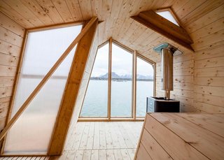 Escape to One of These 10 Otherworldly Outdoor Saunas - Photo 10 of 10 - The ribbon-like design affords the building three different gabled roof profiles—one is symmetrical, while the other two lean in opposite directions.