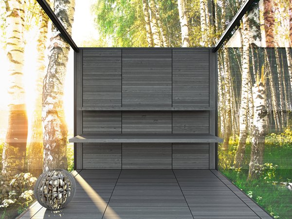 "Look at the landscape and see yourself, a sacred connection and reflection - what does it reveal?" -John O'Donohue. The SAUNA model has integrated wood benches and stainless steel basket holding stones and concealed electric heating element. The majority of heating can be provided naturally by passive solar. Photo 10 of Disappear Retreat modern home