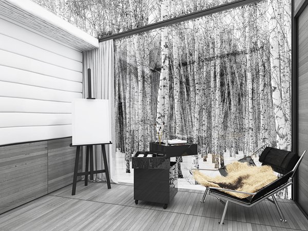 "Simplicity is the ultimate sophistication." -Leonardo da Vinci. The BASIC model used as an artist studio where living lightly without boundaries expands ideas and creativity. It has a flexible open plan for art, music, meditation, office, and living space adaptable to future needs. The upholstered wall can be used for pin-up of inspirations/reference images/studies/art display. Photo 8 of Disappear Retreat modern home