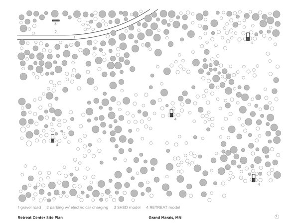 Scattered amongst the boreal forest near Grand Marais, Minnesota like a family of spotted mushrooms, the first prototype buildings will form a Retreat Center offering a non-profit residency program to artistic and scientific professionals. Visitors become attune to resource use and the naturally integrated sustenance from the earth and sun and gain creative rejuvenation and inspiration from the landscape. Prototype construction is underway, Summer/Fall 2017, and will undergo rigorous testing and evaluation at this site before launching into production in 2019. Photo 14 of Disappear Retreat modern home