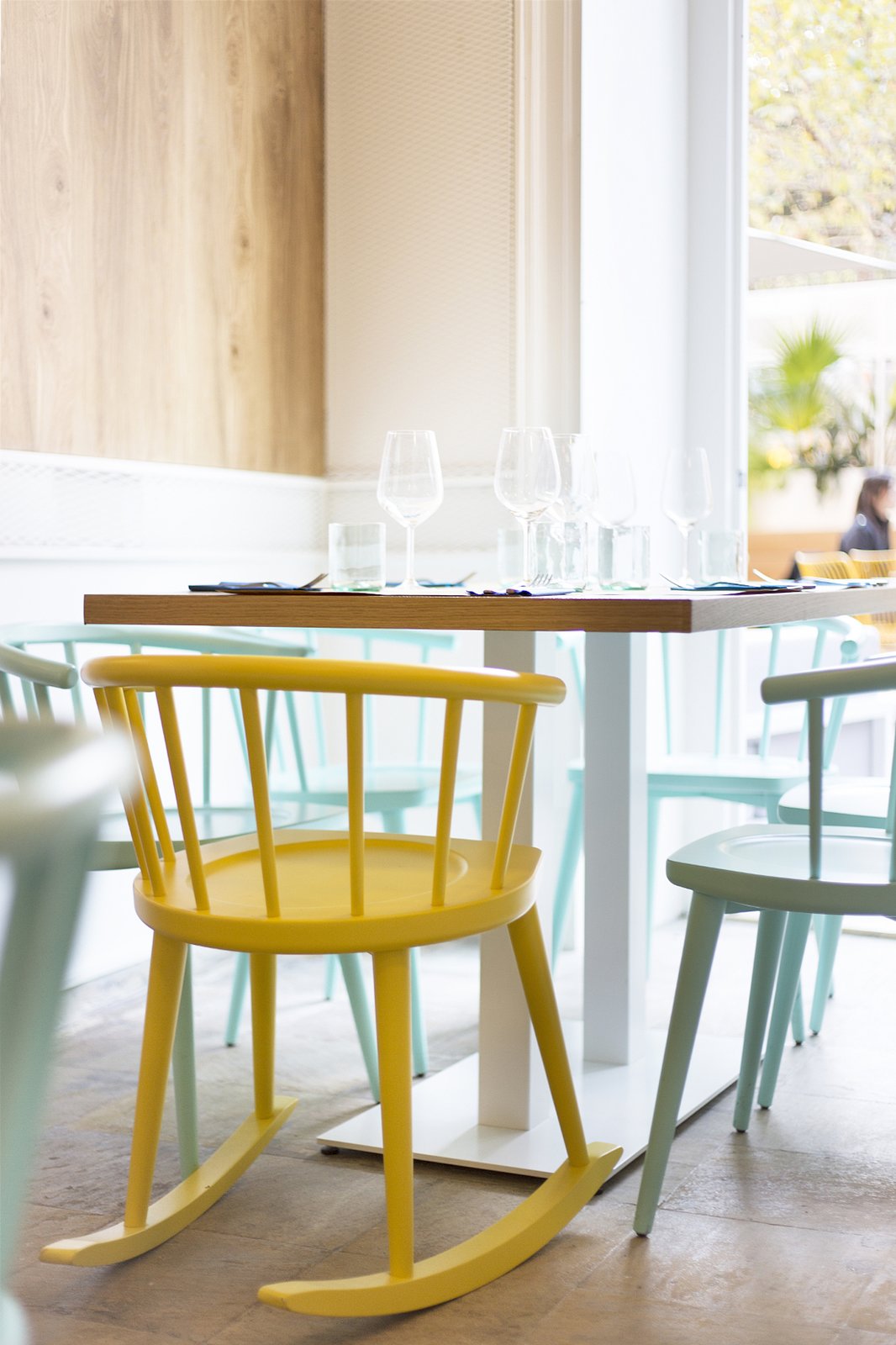 A mix of chair types adds playfulness.
