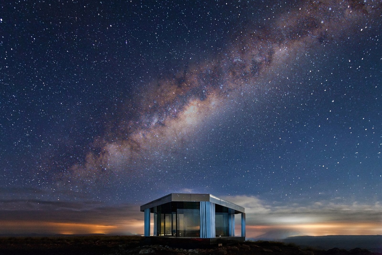 The glass home is perfectly positioned for stargazing.