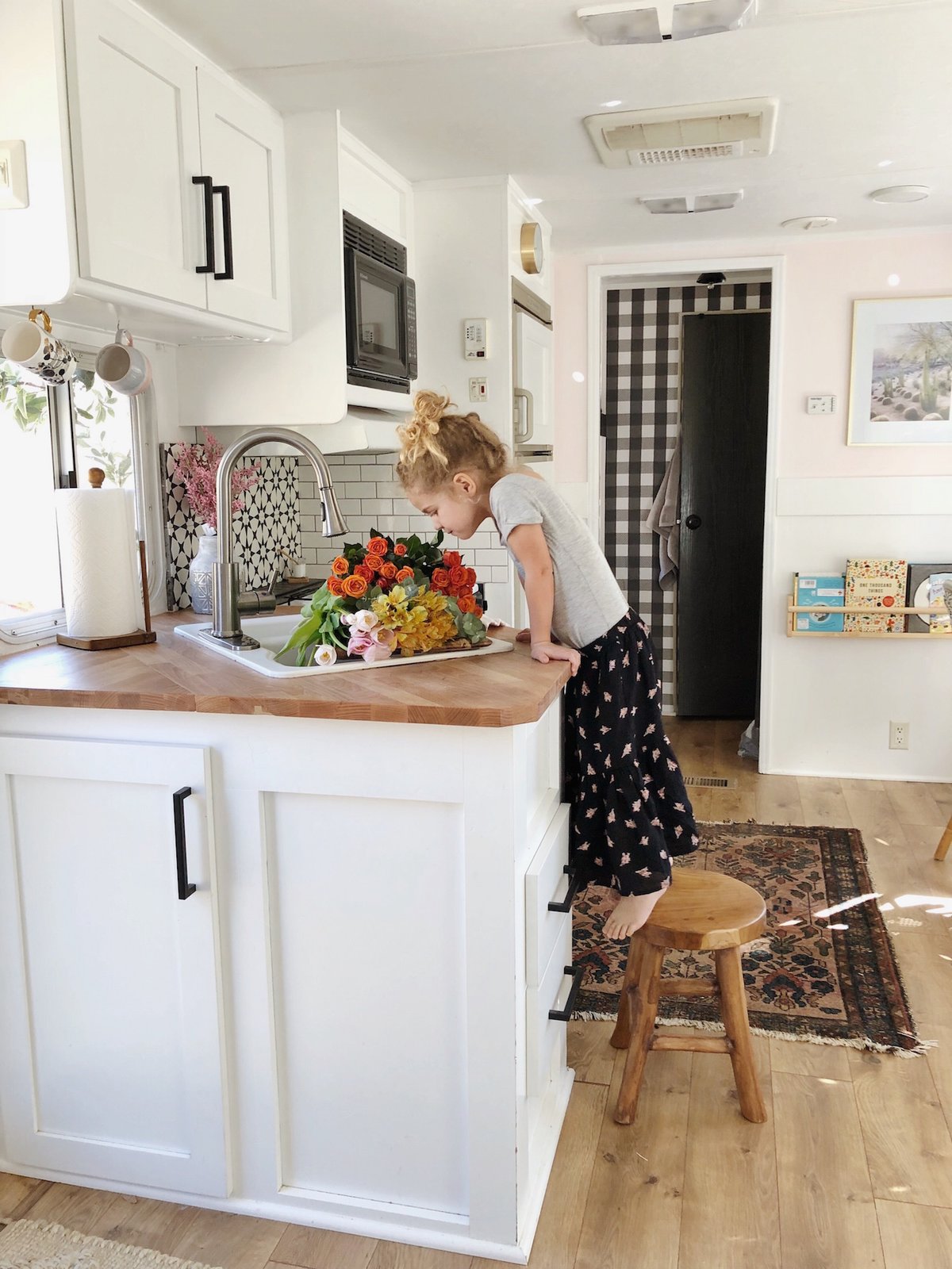The countertop is a repurposed IKEA desktop cut to size.