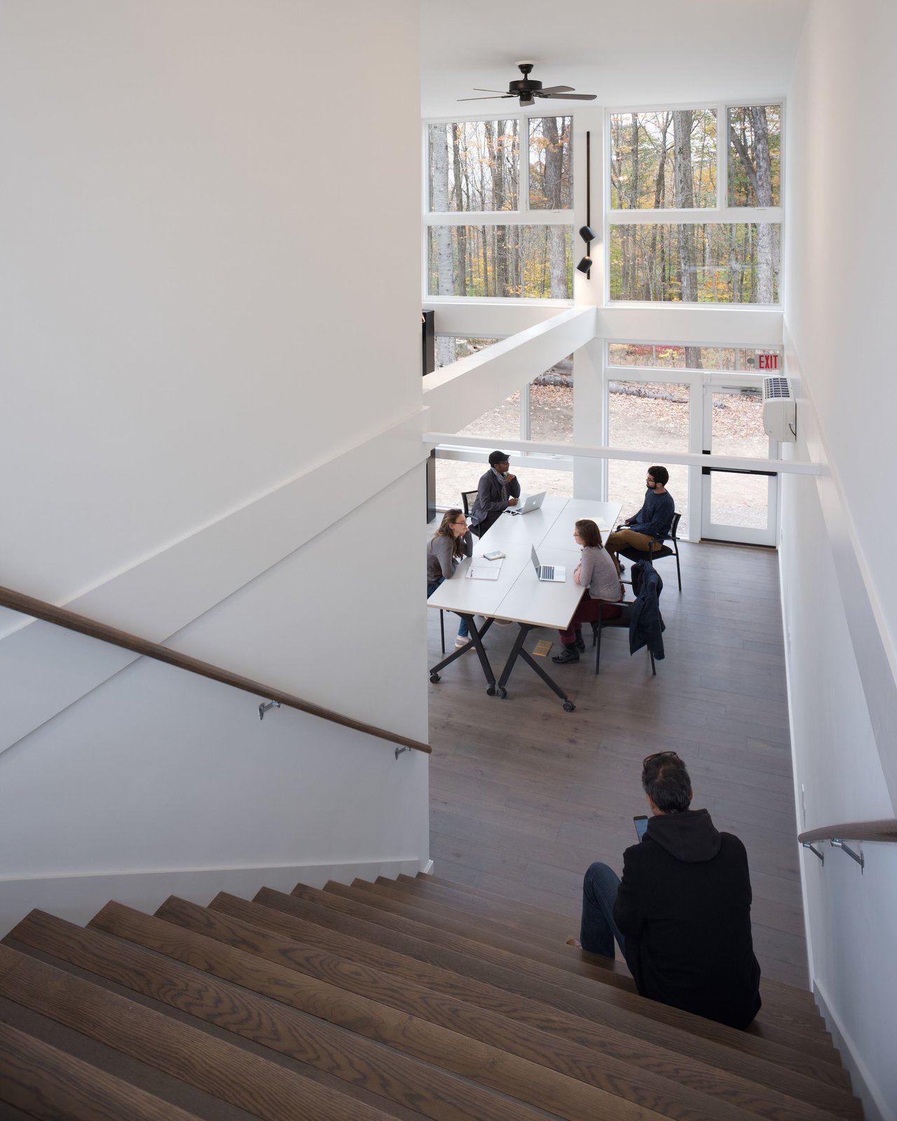 The stairs double as auditorium-style seating.