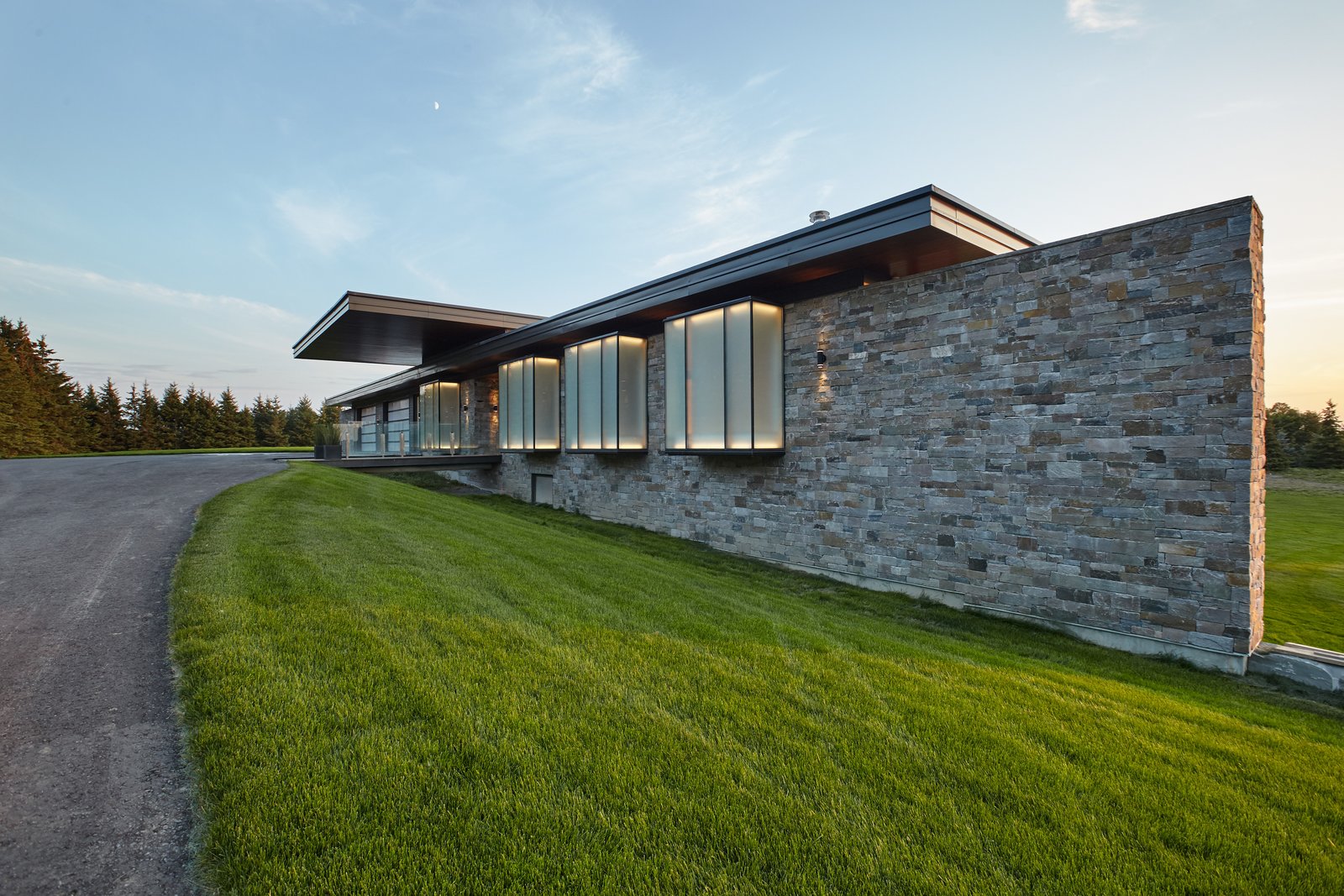 The approach featuring glass boxes