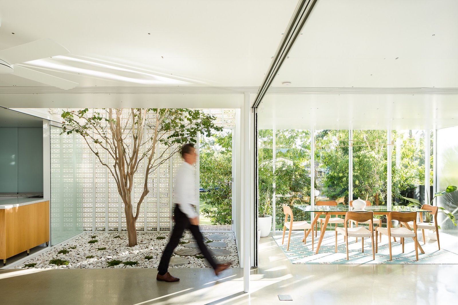 The focus for the project was the internal courtyard gardens; a transitional series of spaces that celebrates a democratic freedom in the plan