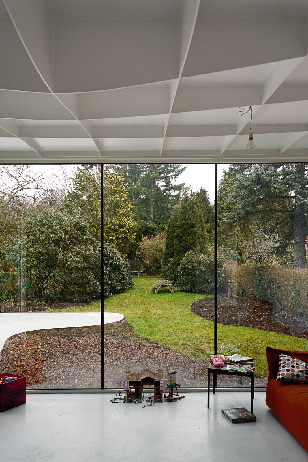 View from addition interior to outdoor garden