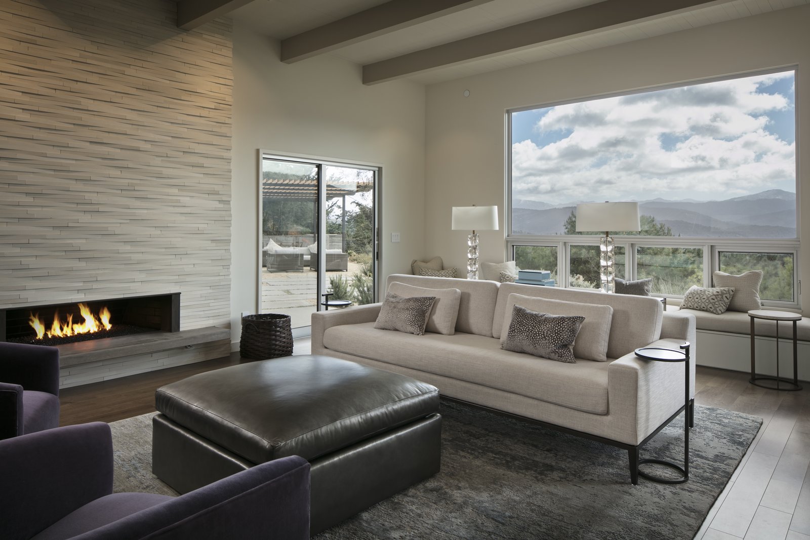 Living room featuring contemporary fireplace and gorgeous views.